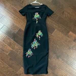 Black Floral Short-Sleeve Dress